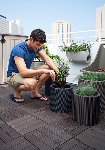 Набір горщиків з ротанга Keter Cylinder Planter Set Коричневий (ZCNT00012169) - фото 5