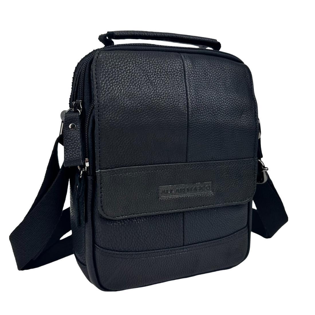 Мужская сумка через плечо Royal Bag RR-9052-1A из натуральной кожи Черный (7879)