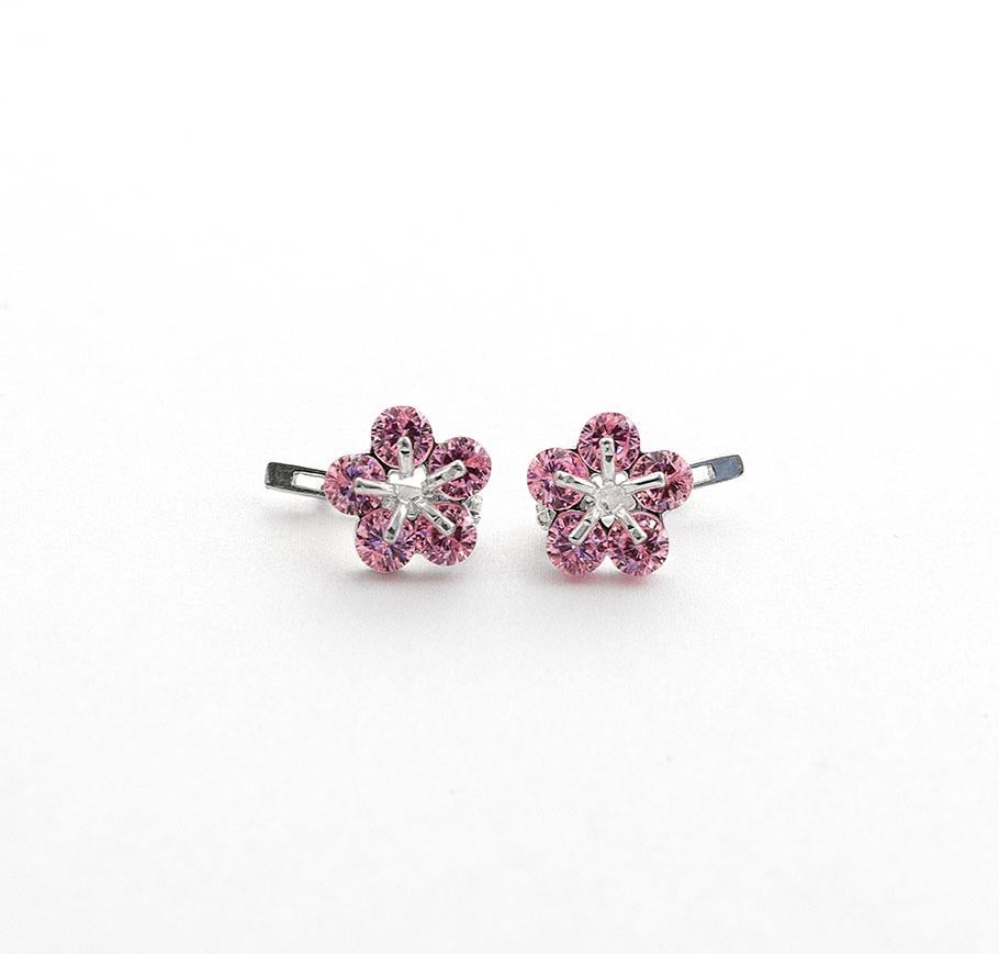 Серьги серебряные с фианитами Maxi Silver 7934 Цветочки Розовый (87934)