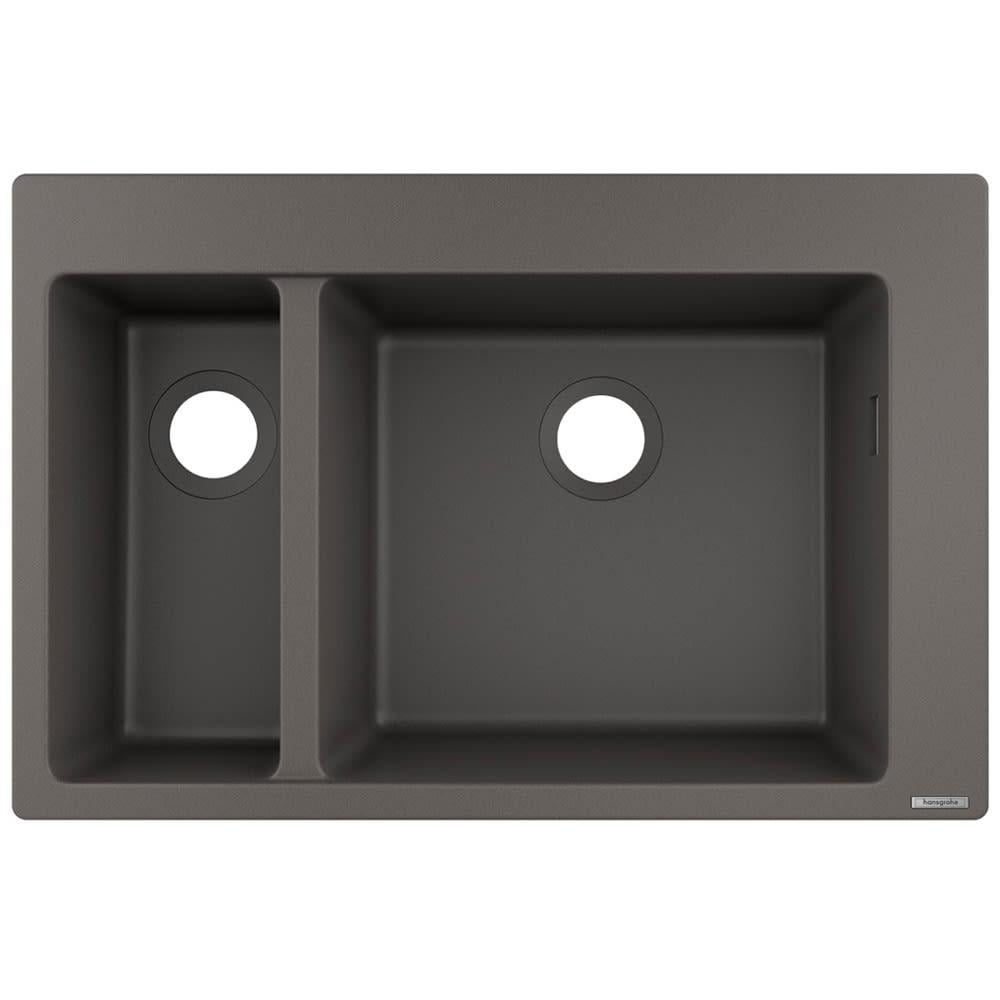 Мойка кухонная Hansgrohe 43315290 полторы чаши прямоугольная гранитная 770x510 мм Серый (142869)