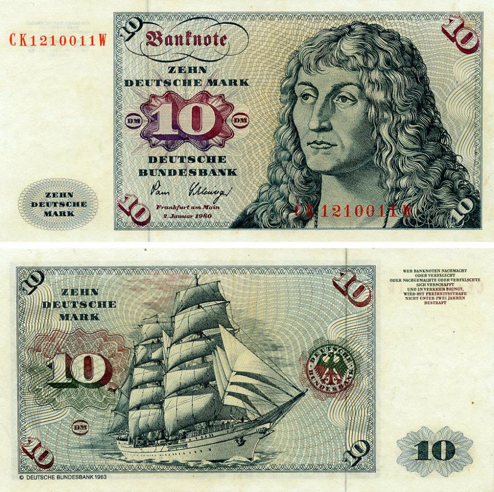 Коллекционные банкноты Германия 10 марок 1980 VF-AU (P31a)