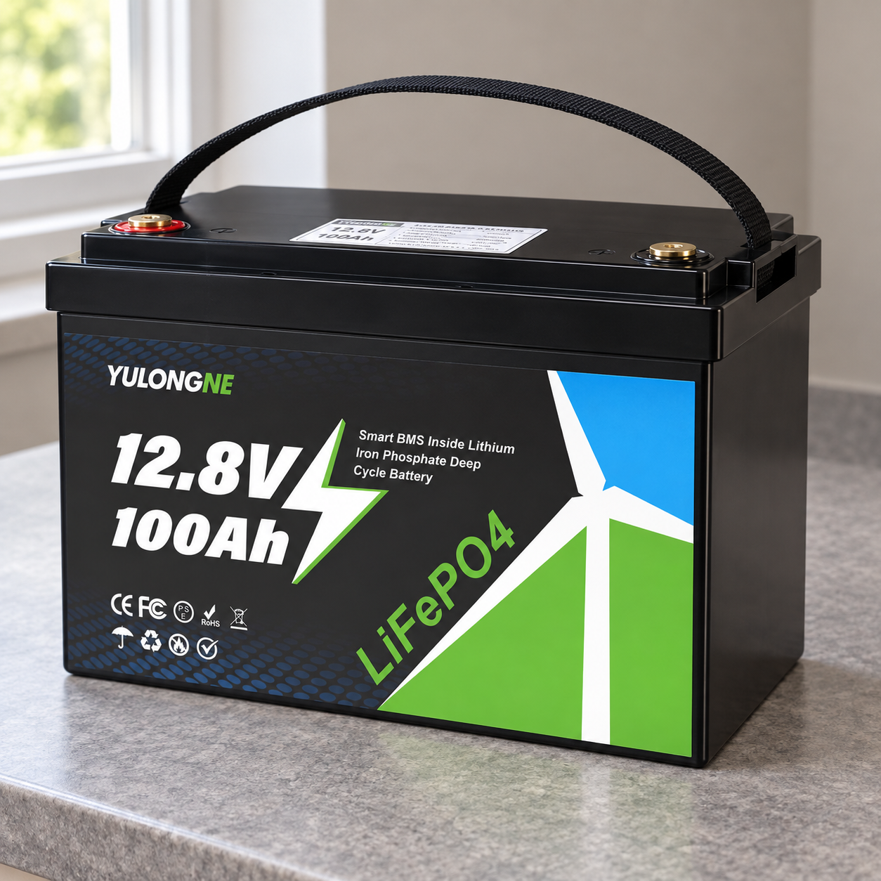 Аккумулятор YULONGNE LiFePO4 112 В 100 Ah 280 Вт/ч с BMS 12,8V для ИБП/солнечных систем/резервного питания квартиры 10,5 кг (38026769)
