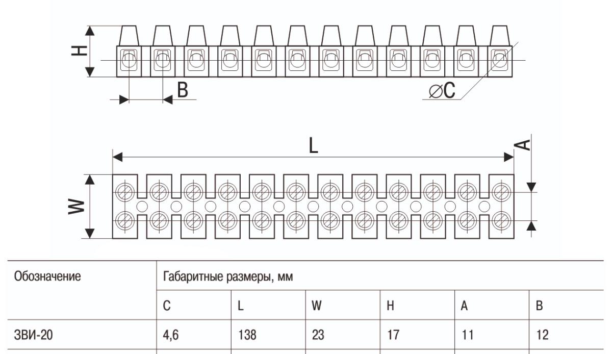 Колодка клеммная УЕК ЗВИ-20 12P 20A 4-10 мм2 н/г Белый (UZV4-020-06) - фото 2