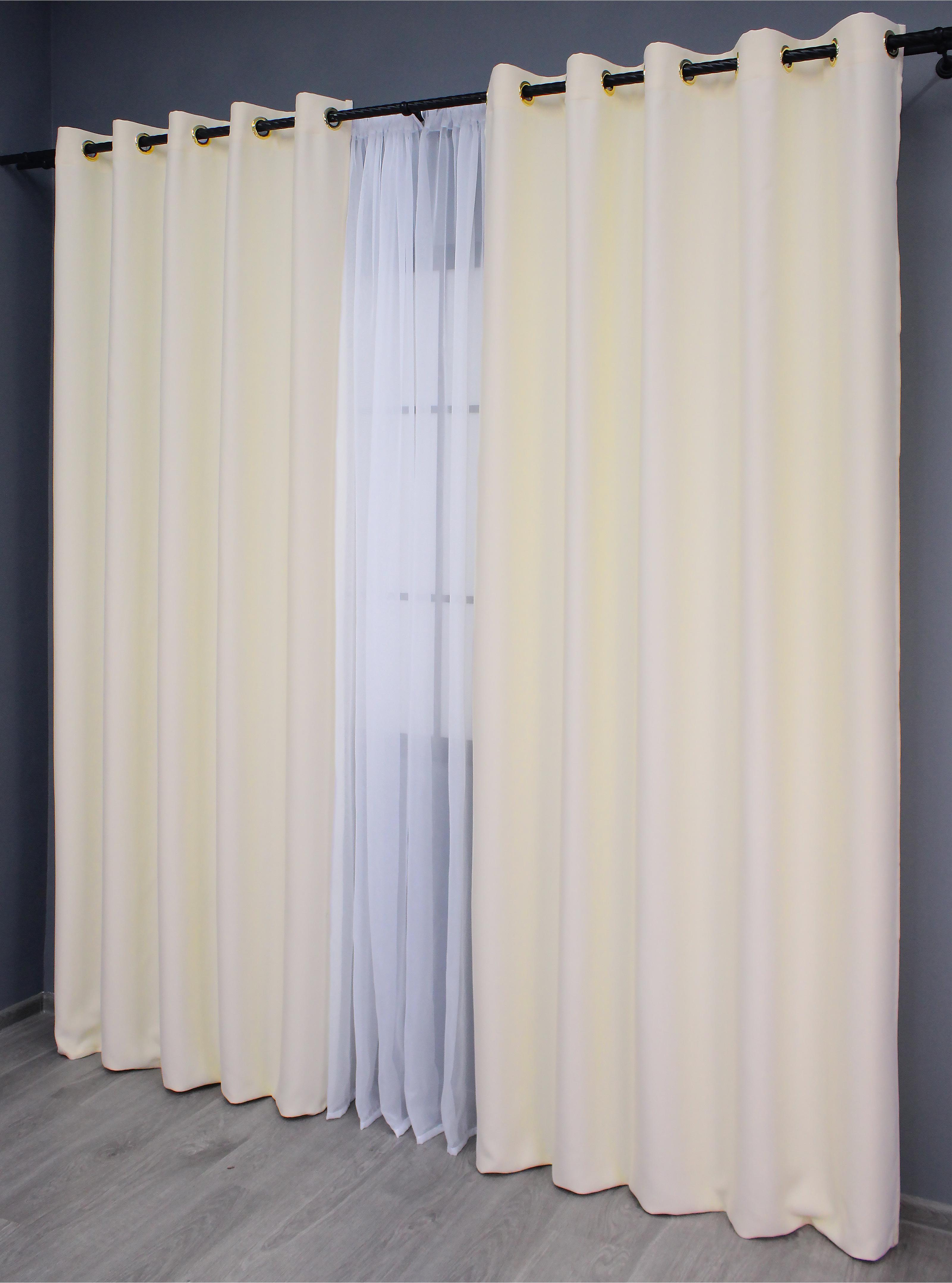 Комплект штор на люверсах VR-Textil Блэкаут Bagema Rvs № 1293ш 150х250 см 2 шт. Кремовый (37-0023) - фото 3