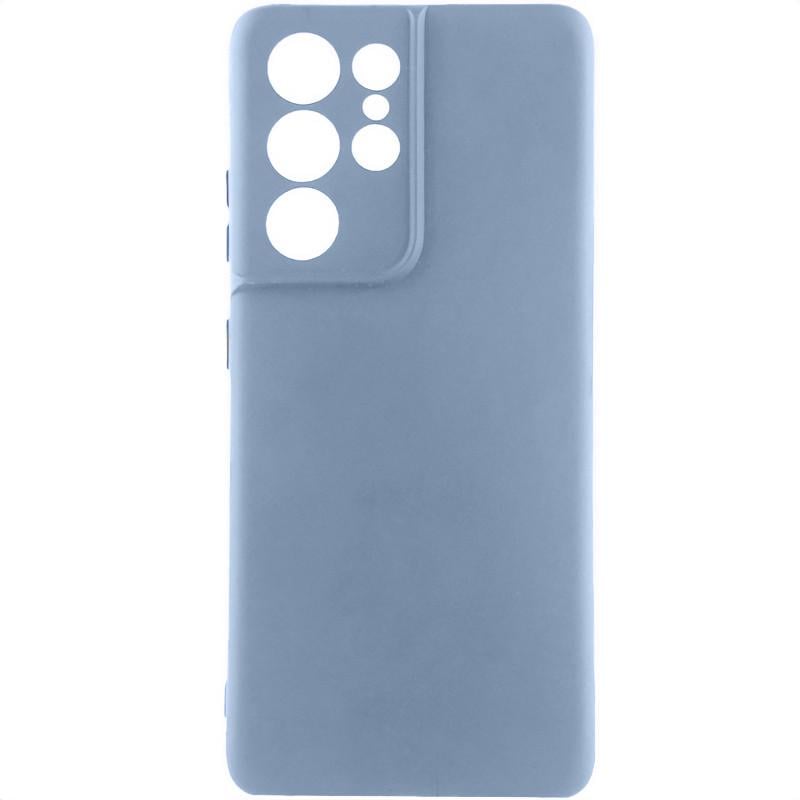 Противоударный чехол TPU GETMAN Liquid Silk Full Camera для Samsung Galaxy S22 Ultra Голубой / Lilac Blue