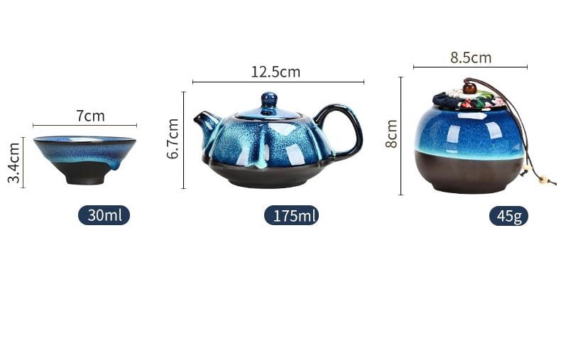 Набор для чайной церемонии дорожный Небесный Глаз на 4 персоны с чабанью 10 предметов Синий (26198872) - фото 11