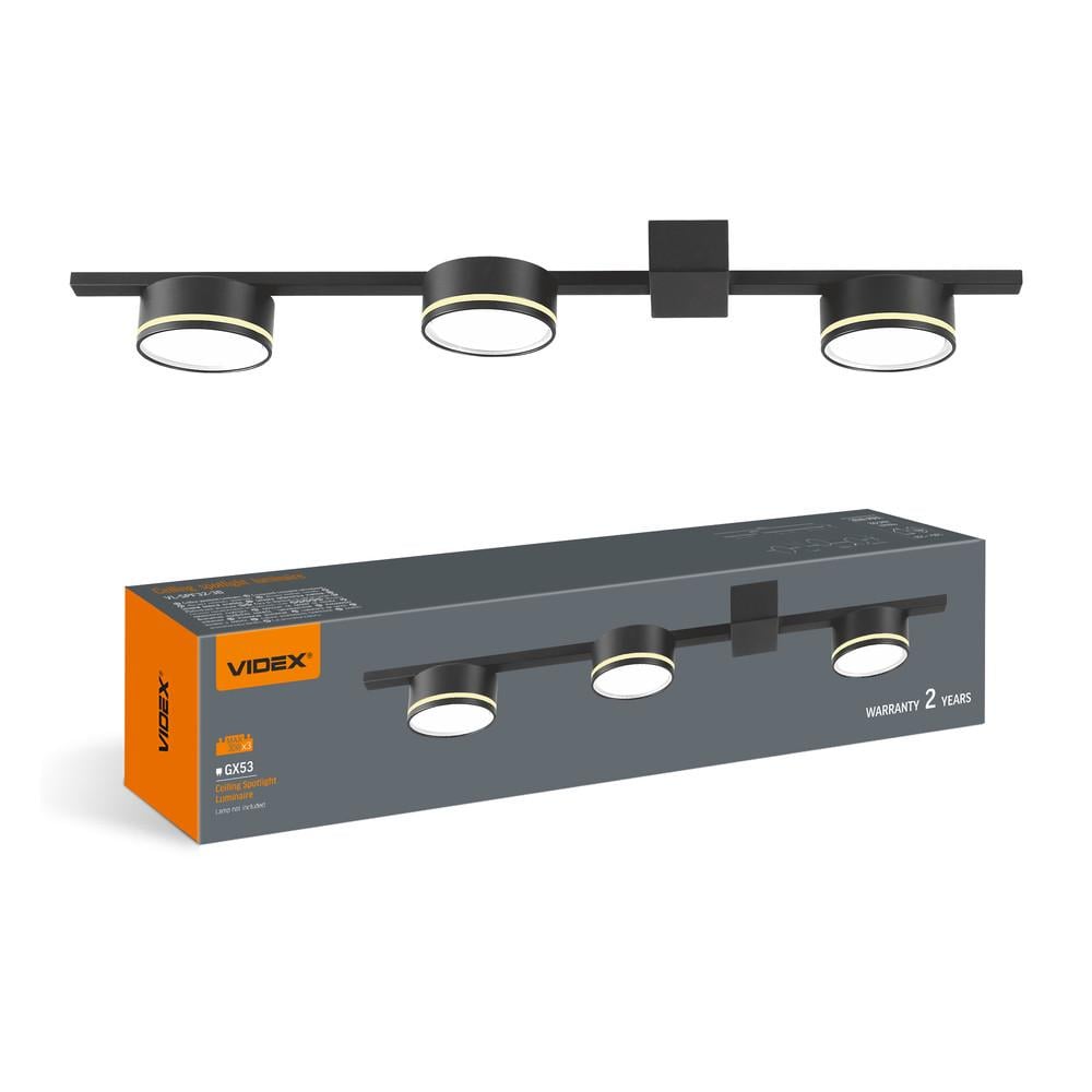 Светильник Videx под лампу накладной 3xGX53 Черный (VL-SPF32-3B)