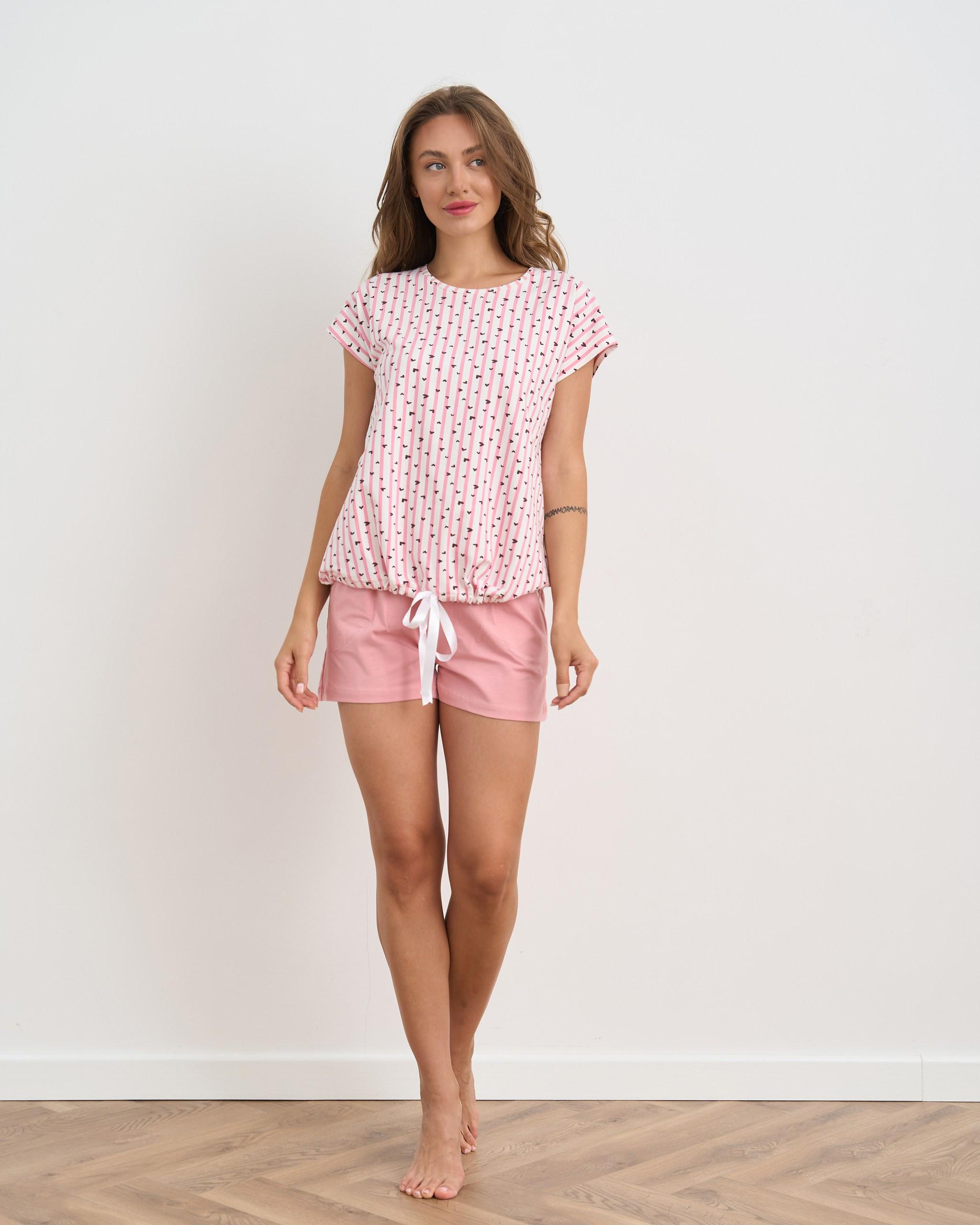 Комплект с шортиками футболка на завязках Сердечки 60246 M Розовый
