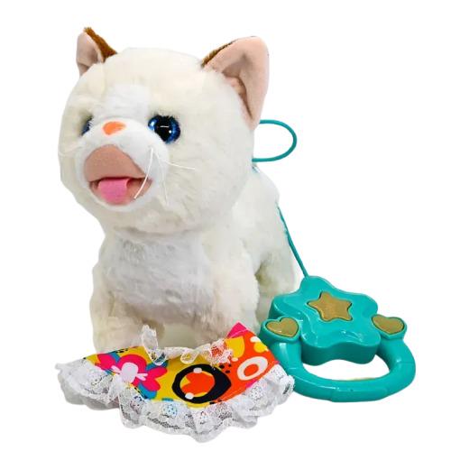 Игрушка интерактивная Пушистые друзья Котик на поводке на украинском языке Белый (M 5842-2)