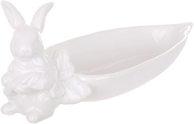 Тарелка сервировочная керамическая Зайка с морковью 27х10 см Белый