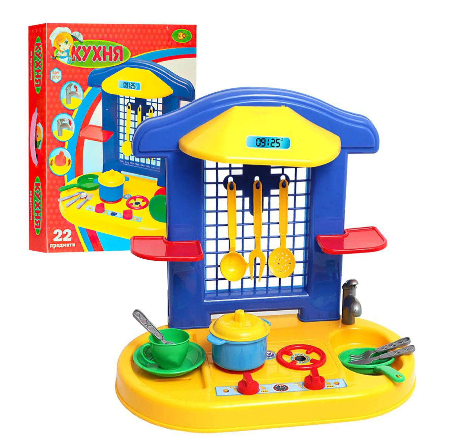Набор игровой ТехноК Кухня №2 2117 сковорода/2 тарелки/2 чашки/столовые принадлежности/плита/мойка/полки (988)