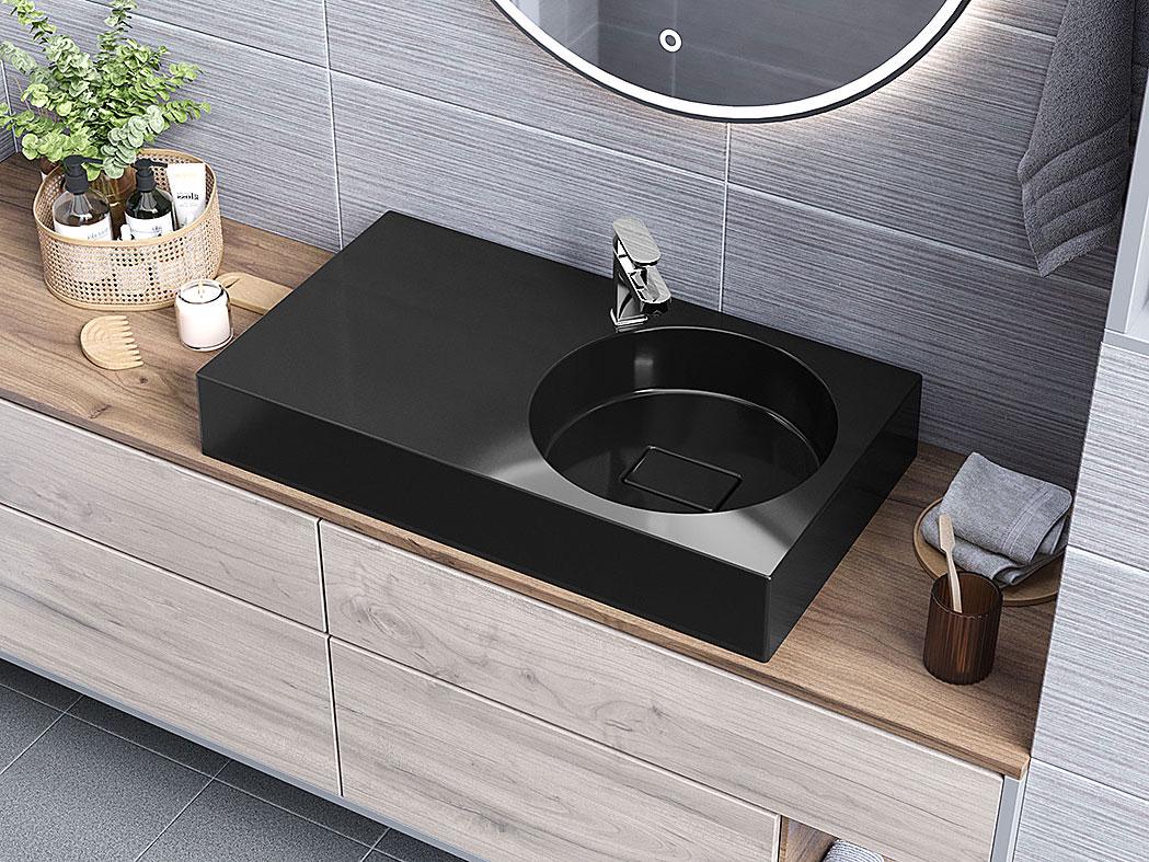 Умывальник накладной Luxor Sonata 80 см L Black (722)