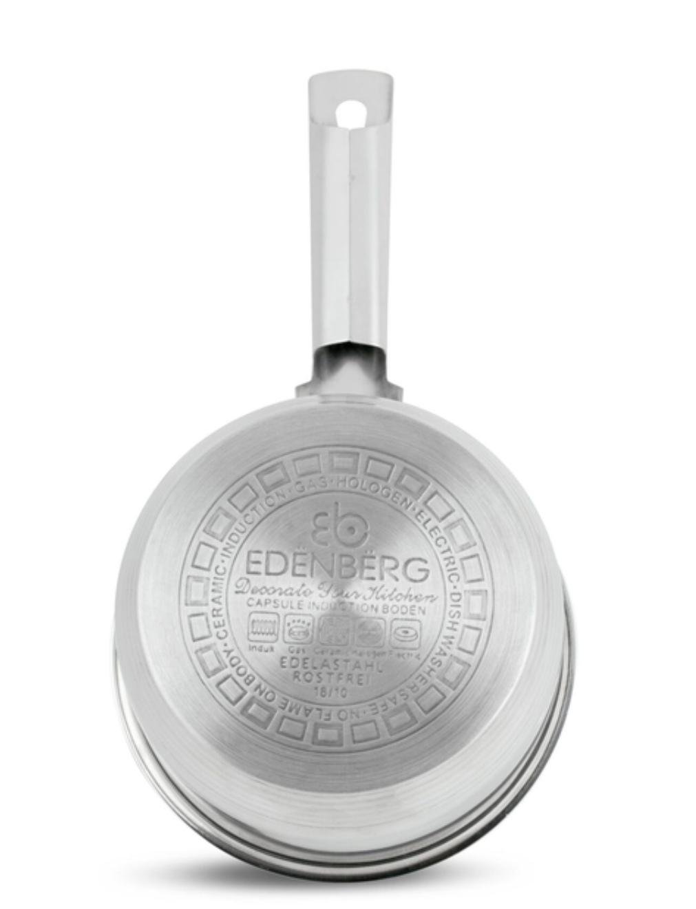 Ківш з нержавіючої сталі Edenberg EB-3032 з скляною кришкою 1 л 14x8,5 см (EB-3032) - фото 3