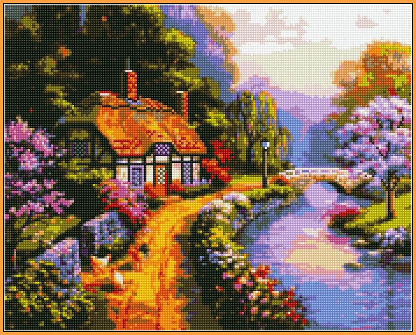 Алмазная мозаика Турбо Сельский домик 40x50 см (ST1294)