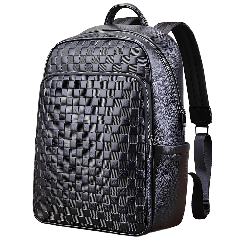 Рюкзак мужской Tiding Bag кожаный для ноутбука и документов Черный (63989)