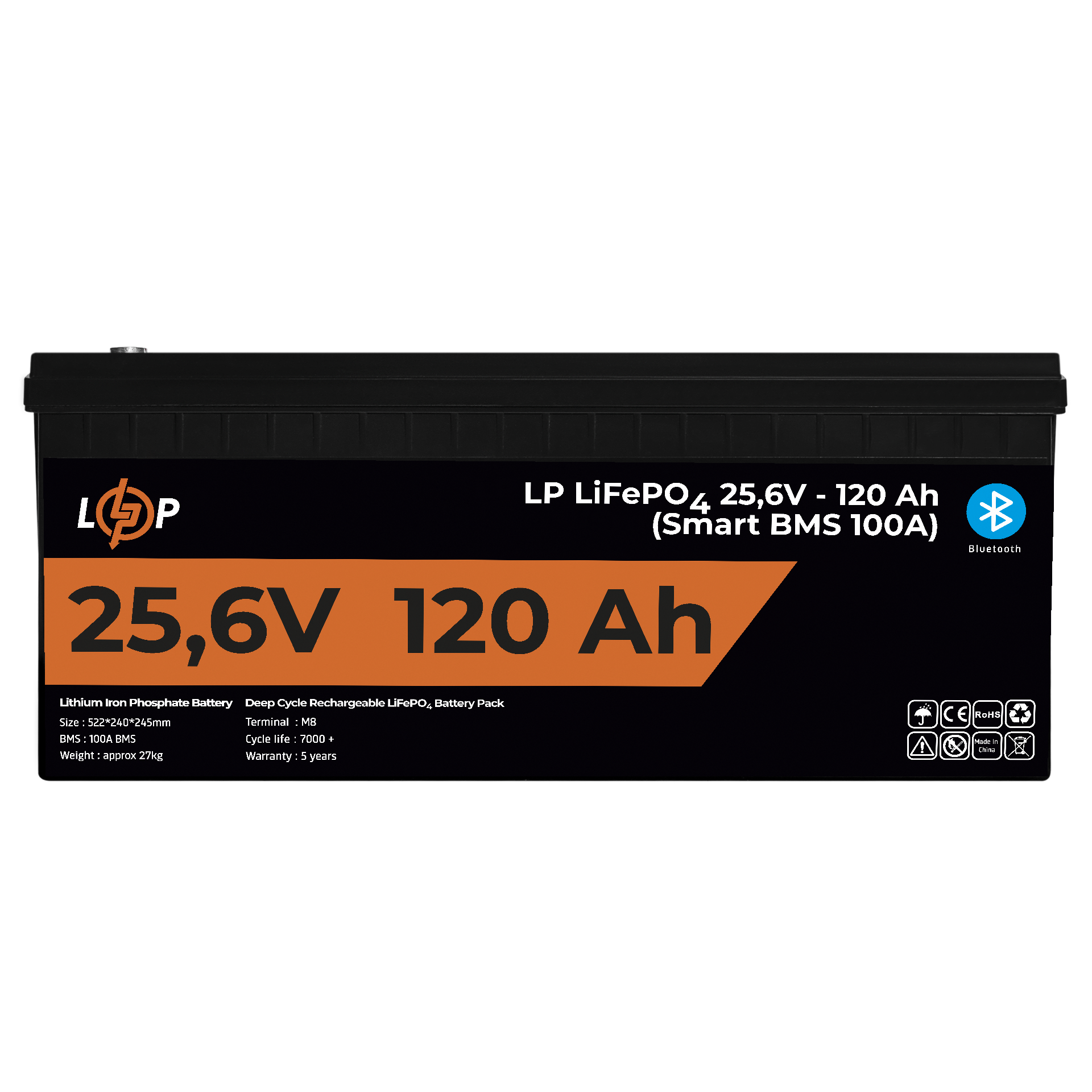Аккумулятор для ИБП с Bluetooth LP LiFePO4 120 Ah/3072Wh Smart BMS 100А (22424) - фото 2 Аккумулятор для ИБП с Bluetooth LP LiFePO4 120 Ah/3072Wh Smart BMS 100А (22424) - фото 2