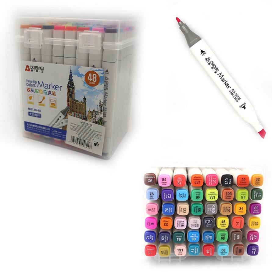 Набор двухсторонних скетчмаркеров Aodemei 48 цветов - фото 2 Набор двухсторонних скетчмаркеров Aodemei 48 цветов - фото 2