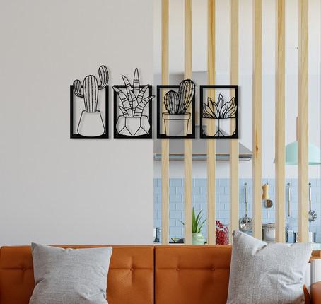 Декоративное панно на стену Upwood Decor Flowers Cacti 73,9х170 см Black (1575866202)