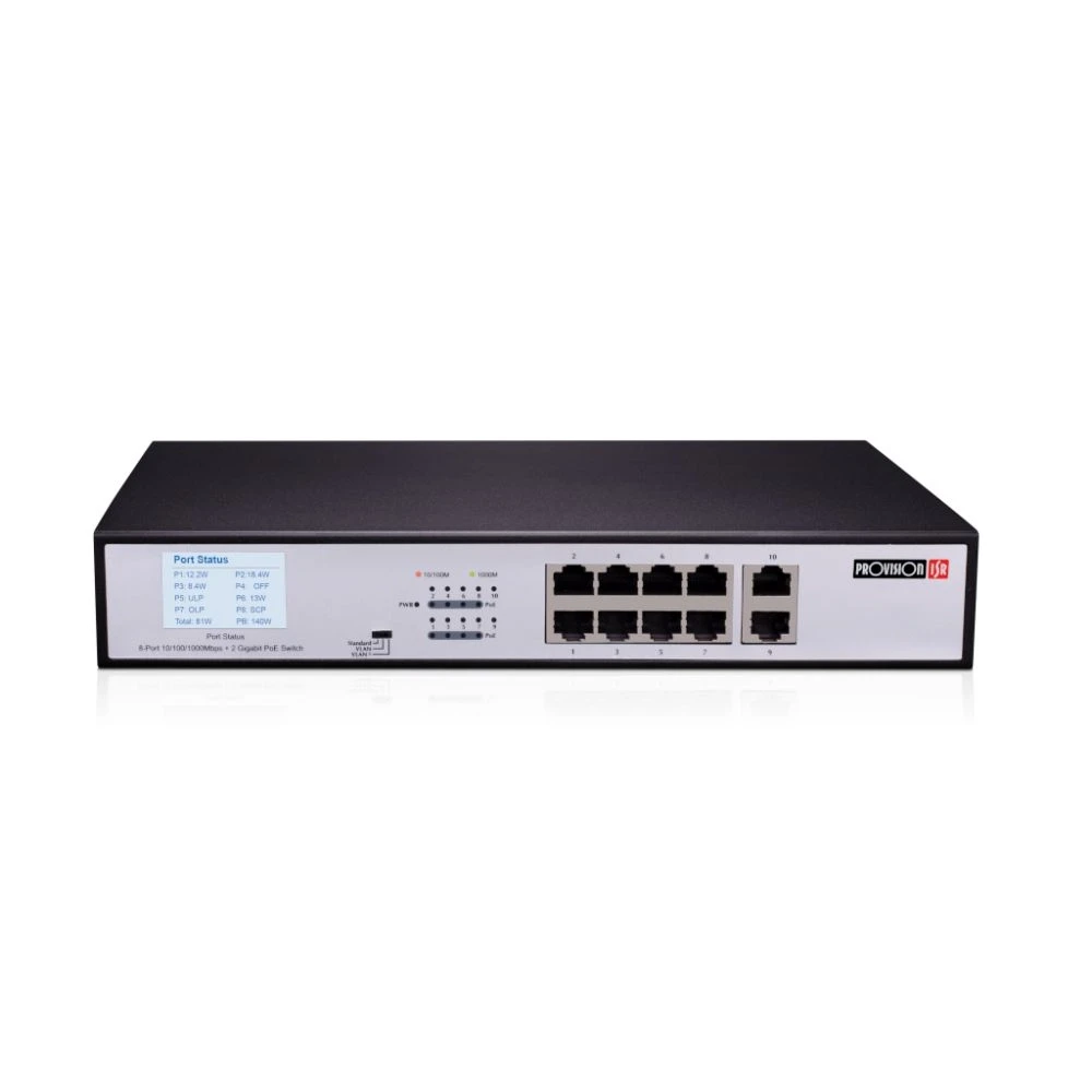 Коммутатор неуправляемый PoE Provision-ISR PoES-08120GC+2GI гигабитный 8 портами PoE