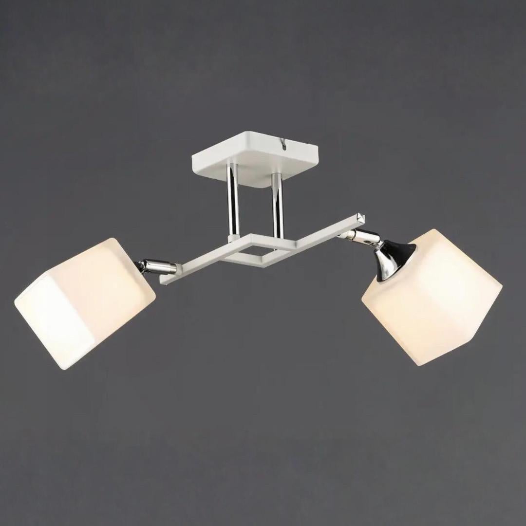 Люстра Sirius на два стеклянных плафона под лампу Е27 Белый/Хром (B N6646/2 WT+CR)