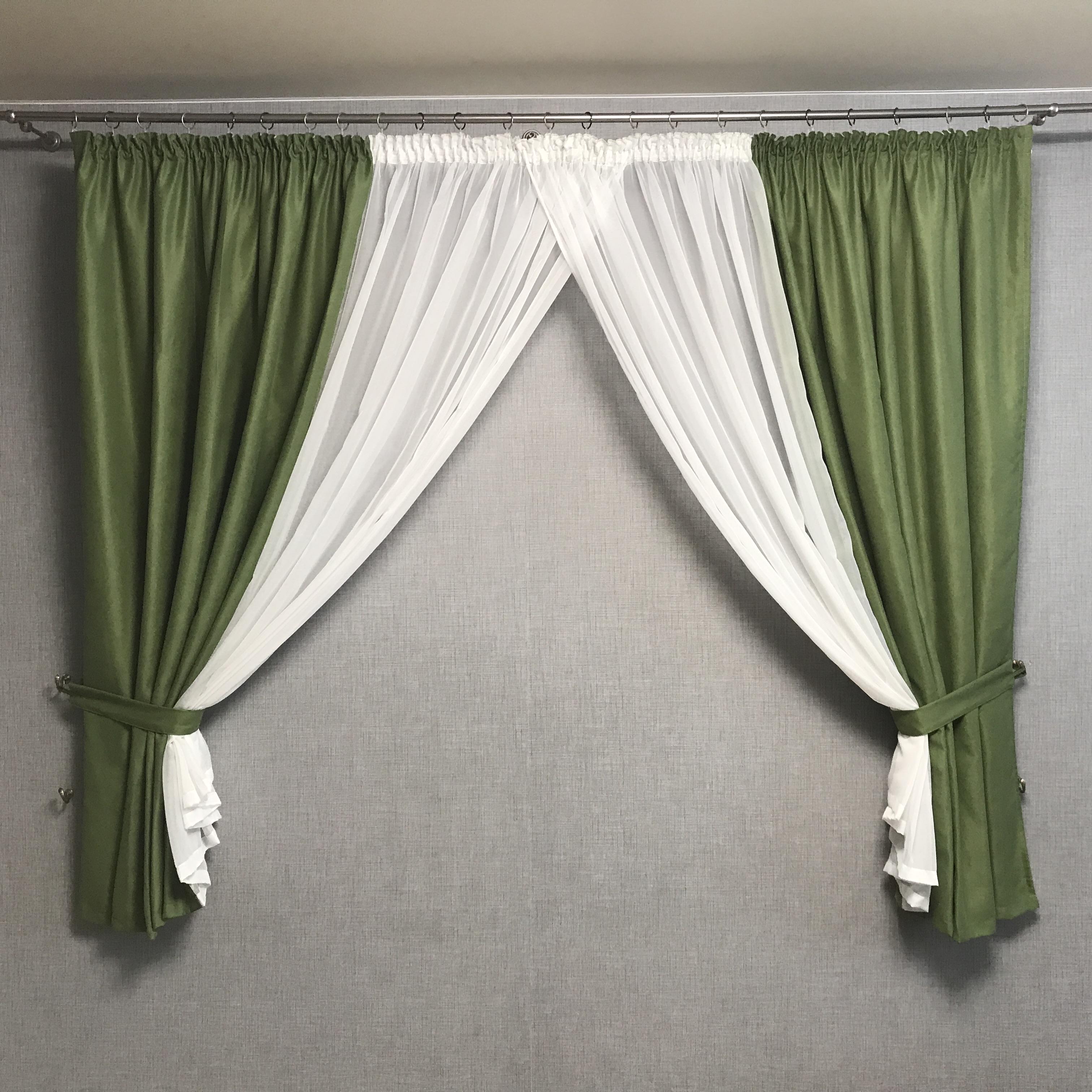 Шифоновая занавеска из микровелюра ALBO 400x180 см Зеленый (KU-PK-586)