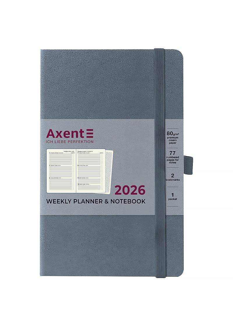 Еженедельник Axent 2026 Partner Strong датированный 125x195 см Серый (8505-26-62-A) Еженедельник Axent 2026 Partner Strong датированный 125x195 см Серый (8505-26-62-A)