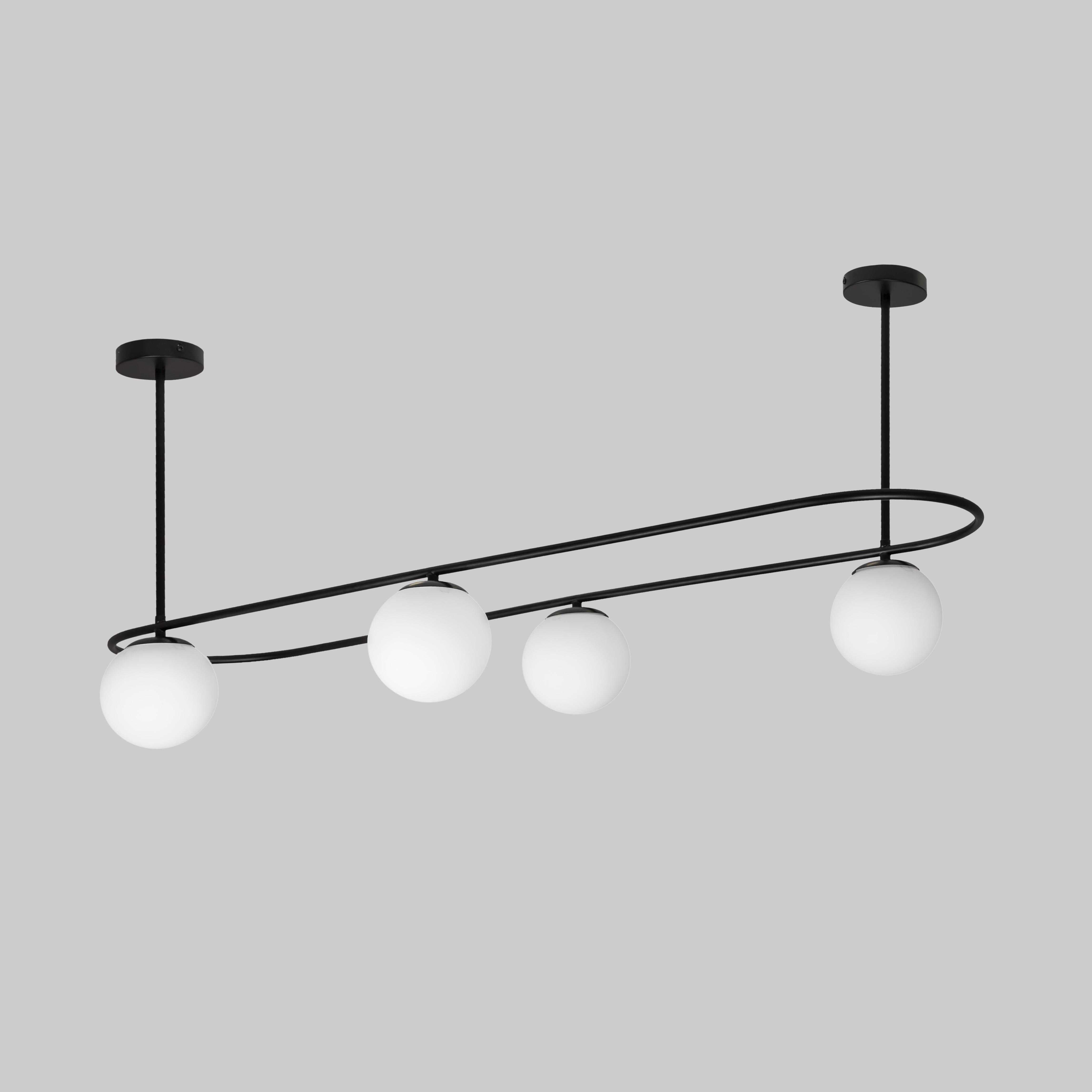 Люстра современная 4 плафона Черный (52-9812-4 BK/WH)