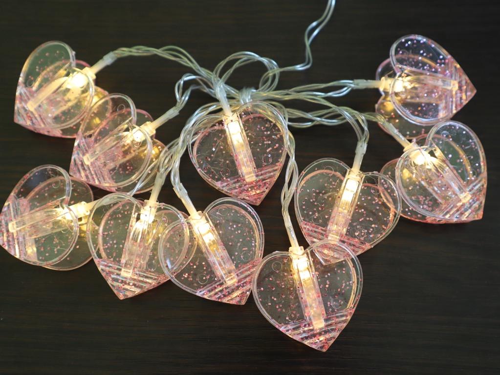 Гірлянда Серце прищіпки АА батарейки 1,75 м 10 лампочок у формі сердець - фото 2