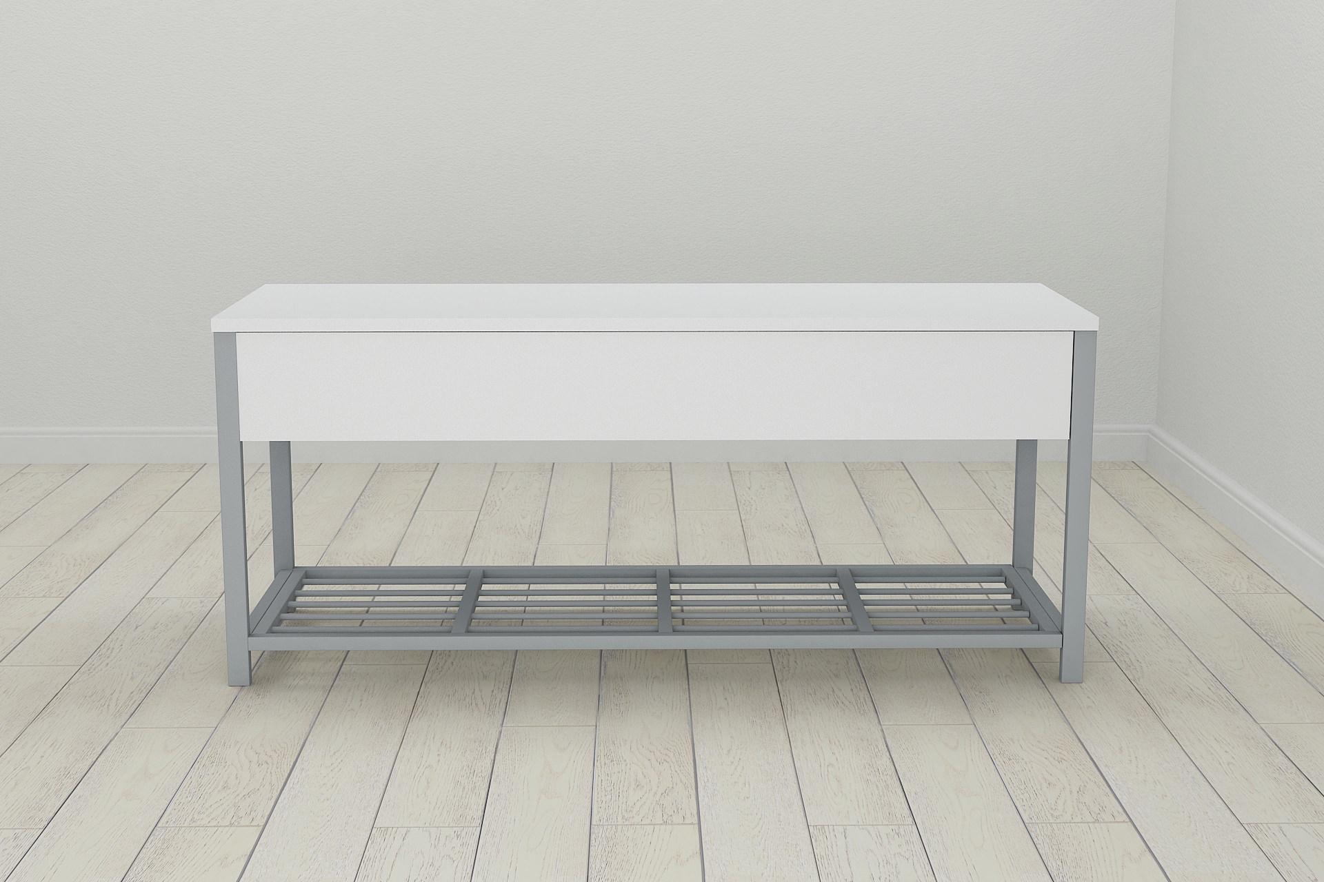 Банкетка с ящиком Ferrum-decor Дрейк 2 металл/ДСП 16 мм 550x1200x400 мм Серый/Белый (FRD-103080)