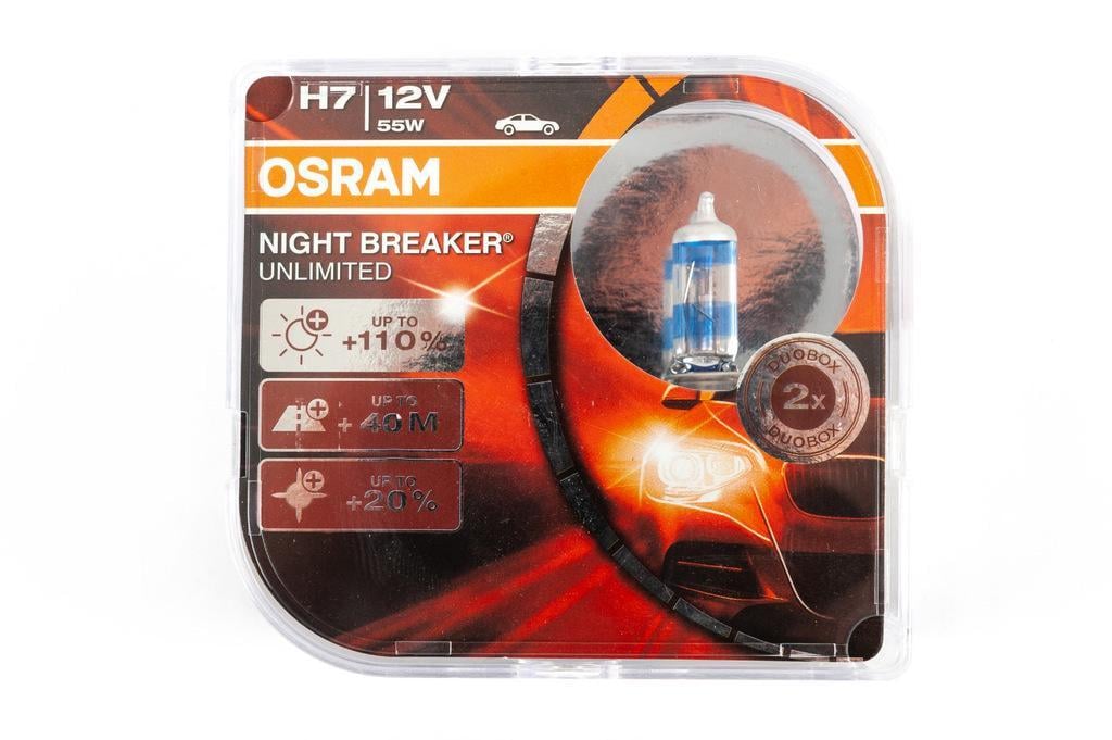 Лампа головного світла Osram H7 55W Night Breaker Unlimited 64210NBU Osram скло