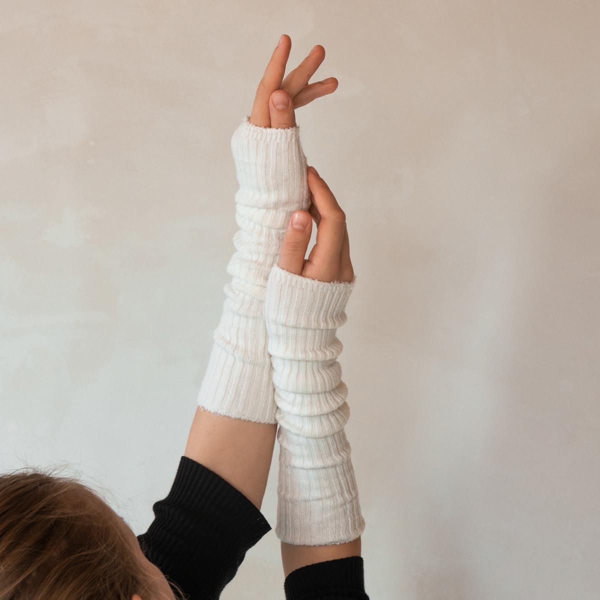 Митенки по локоть кашемировые XXS-XXXXL Теплый белый (61440) - фото 4