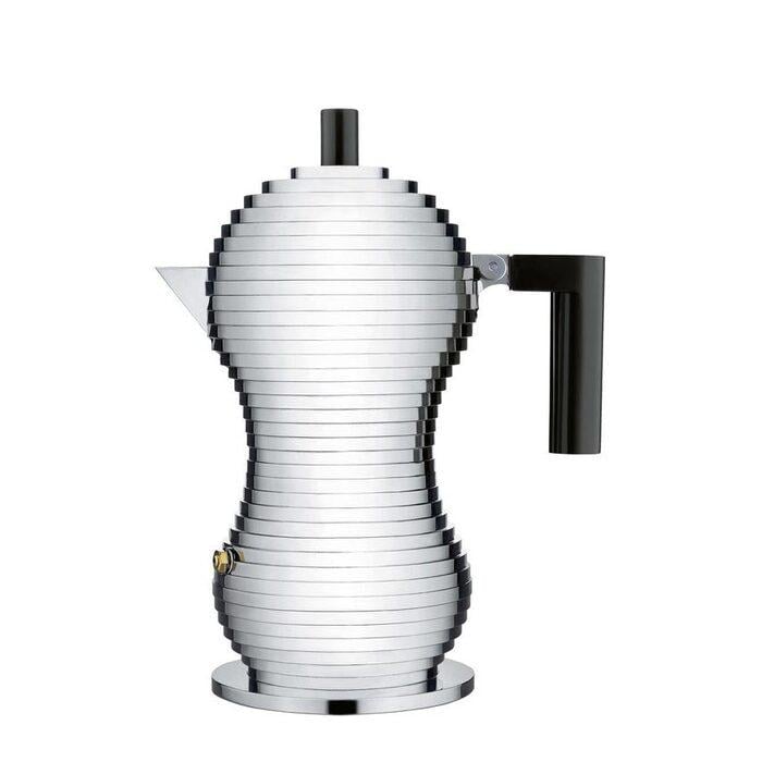 Гейзерна кавоварка Alessi Pulcina 150 мл Металік/Чорний (2522652) Гейзерна кавоварка Alessi Pulcina 150 мл Металік/Чорний (2522652)