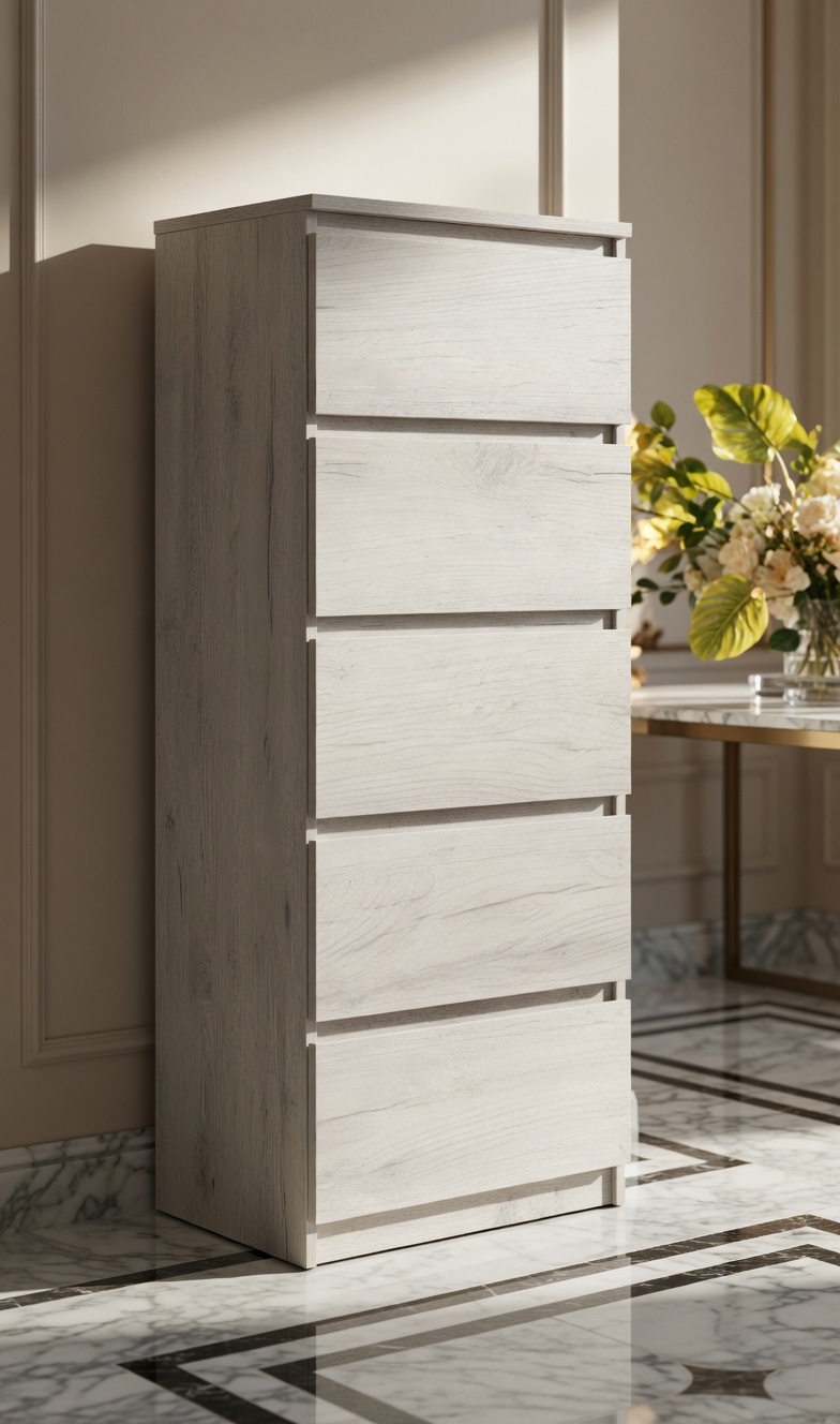 Комод для одежды Мастер Форм Брайт 500х376х1170 мм Дуб крафт белый (20171) Комод для одежды Мастер Форм Брайт 500х376х1170 мм Дуб крафт белый (20171)