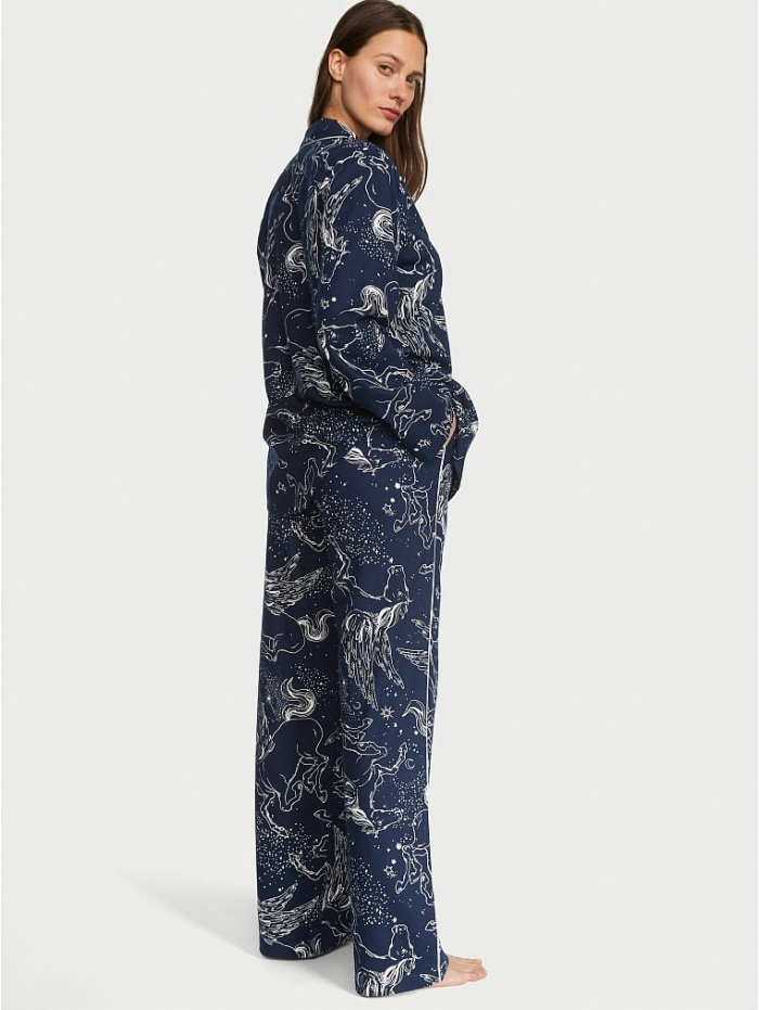 Піжама жіноча Victoria's Secret Flannel Long Noir Navy Pegasus Pajama Set фланелева L Темно-синій (15182531) - фото 2