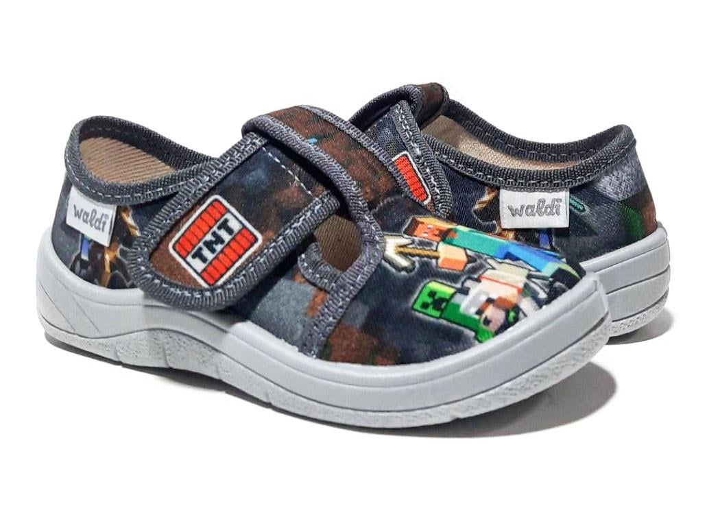 Тапочки для хлопчиків Waldi 360-453/24 на липучках р. 24 Сірий