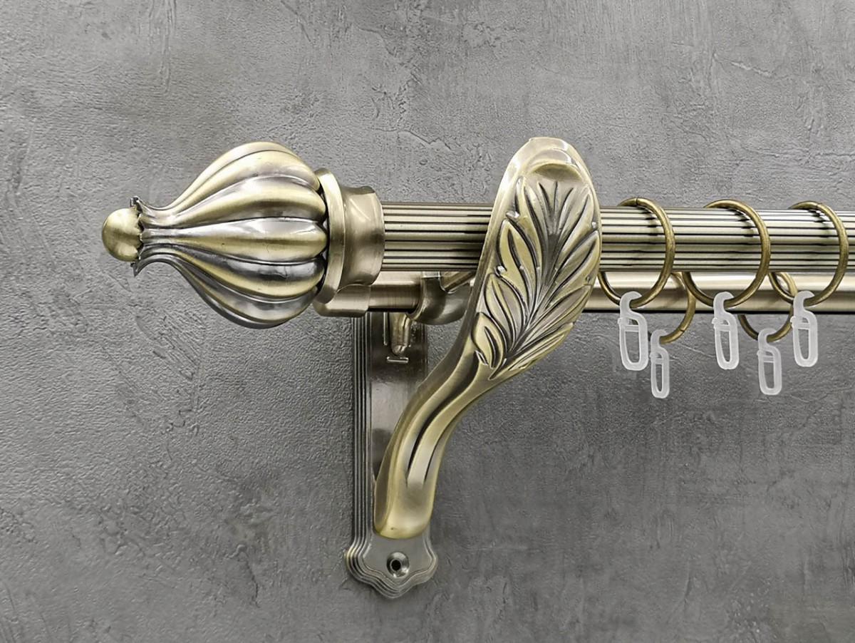 Карниз Quadrum Таджа рифленая штанга двойной ретро 25/19 мм 300 см Антик (262049116)