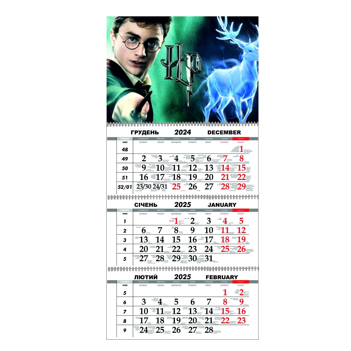 Календар настінний Гаррі Поттер на 2025 рік квартальний (21850774)