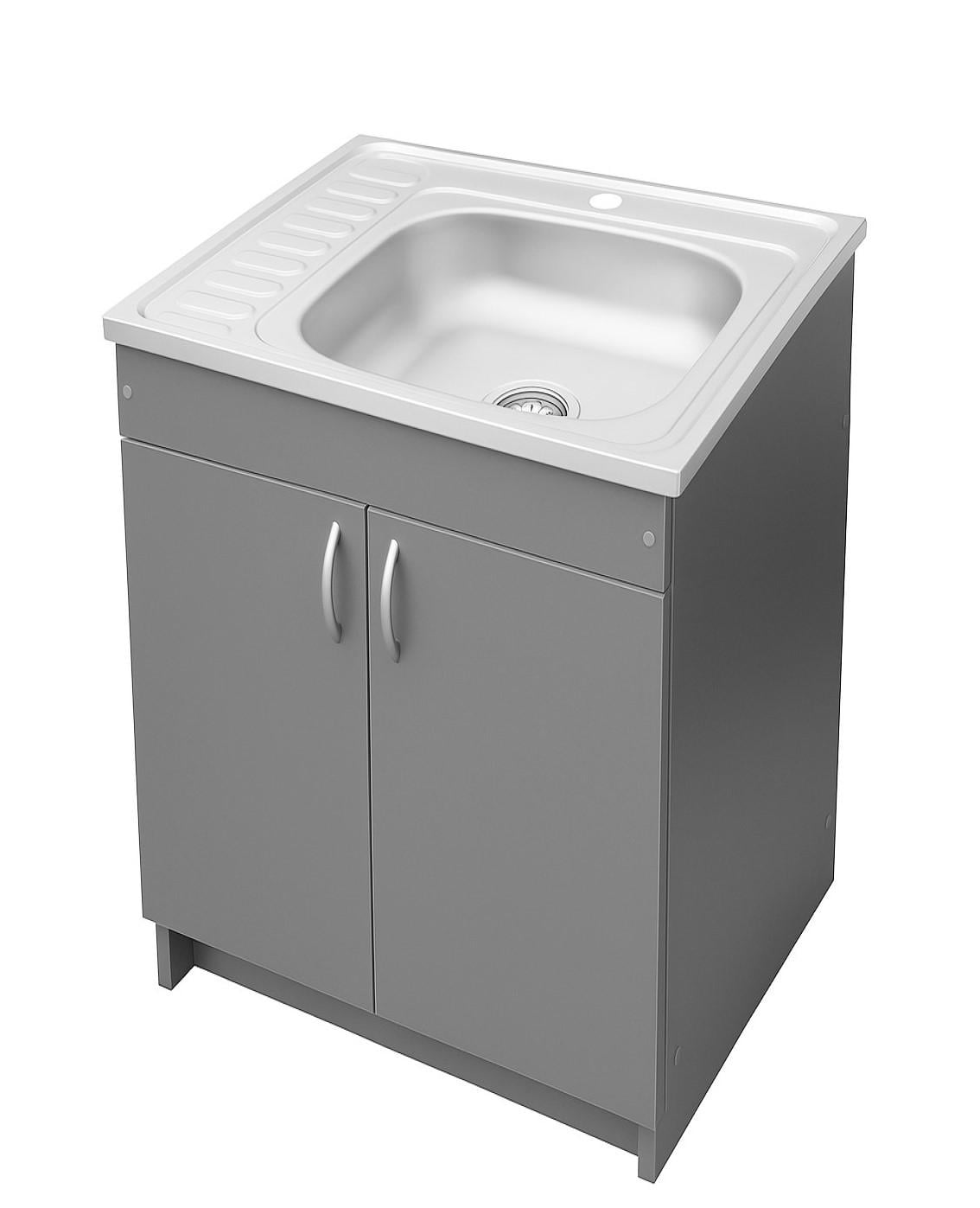 Тумба кухонная с мойкой правая чаша с сифоном 60х60 см Антрацит