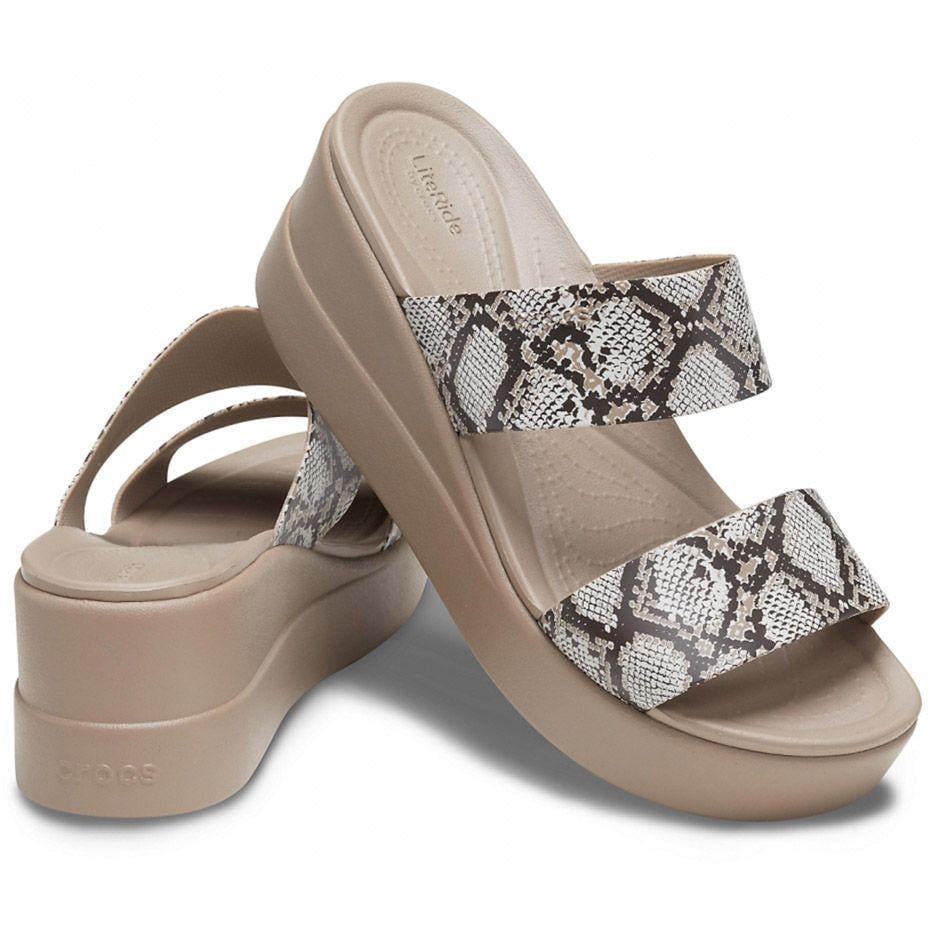 Шльопанці жіночі утеплені Crocs Reptilian Print Brooklyn Mid Wedge Sandals р. 42-43 Сірий (10484)