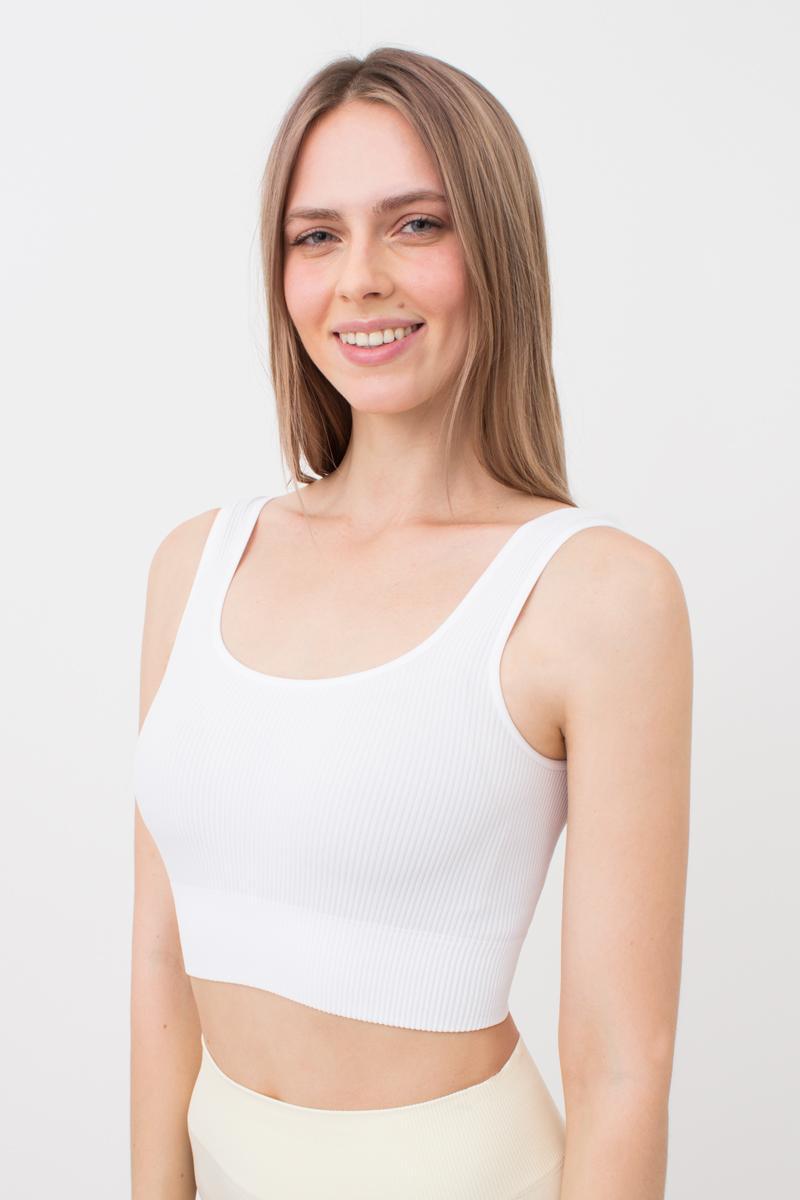 Топ безшовний Giulia TOP RIB на широких бретелях S/M White-white (4823116919037)