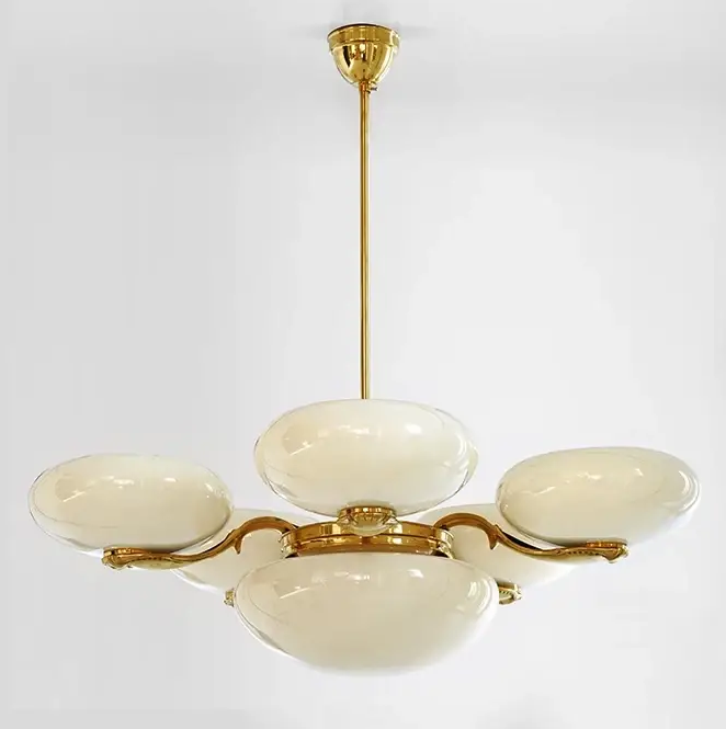 Люстра LED Пион 5020 на 5+1 плафон Золотой