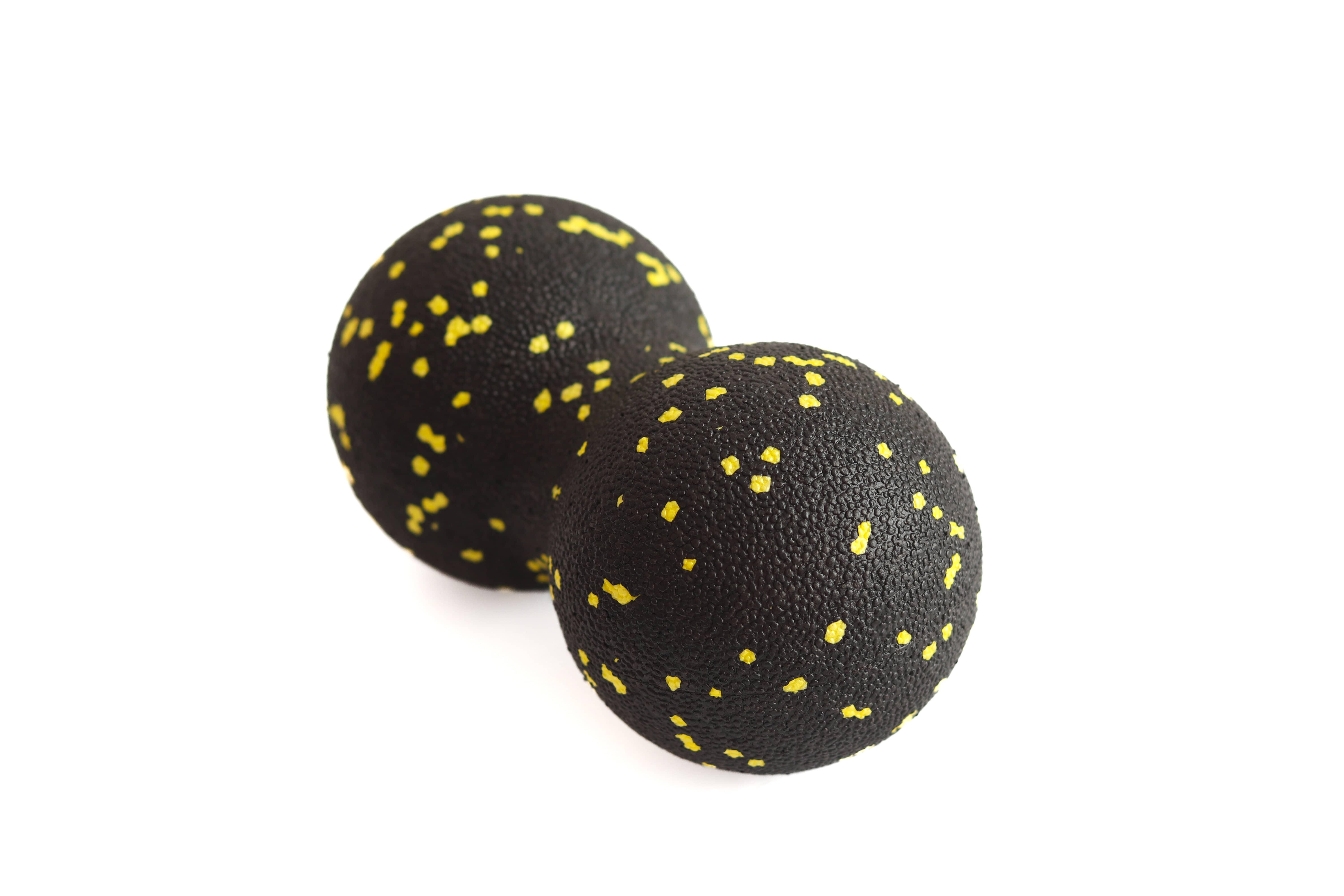 Мяч массажный двойной МФР для спины Peanut Double Ball 16х8 см Black/Yellow - фото 3