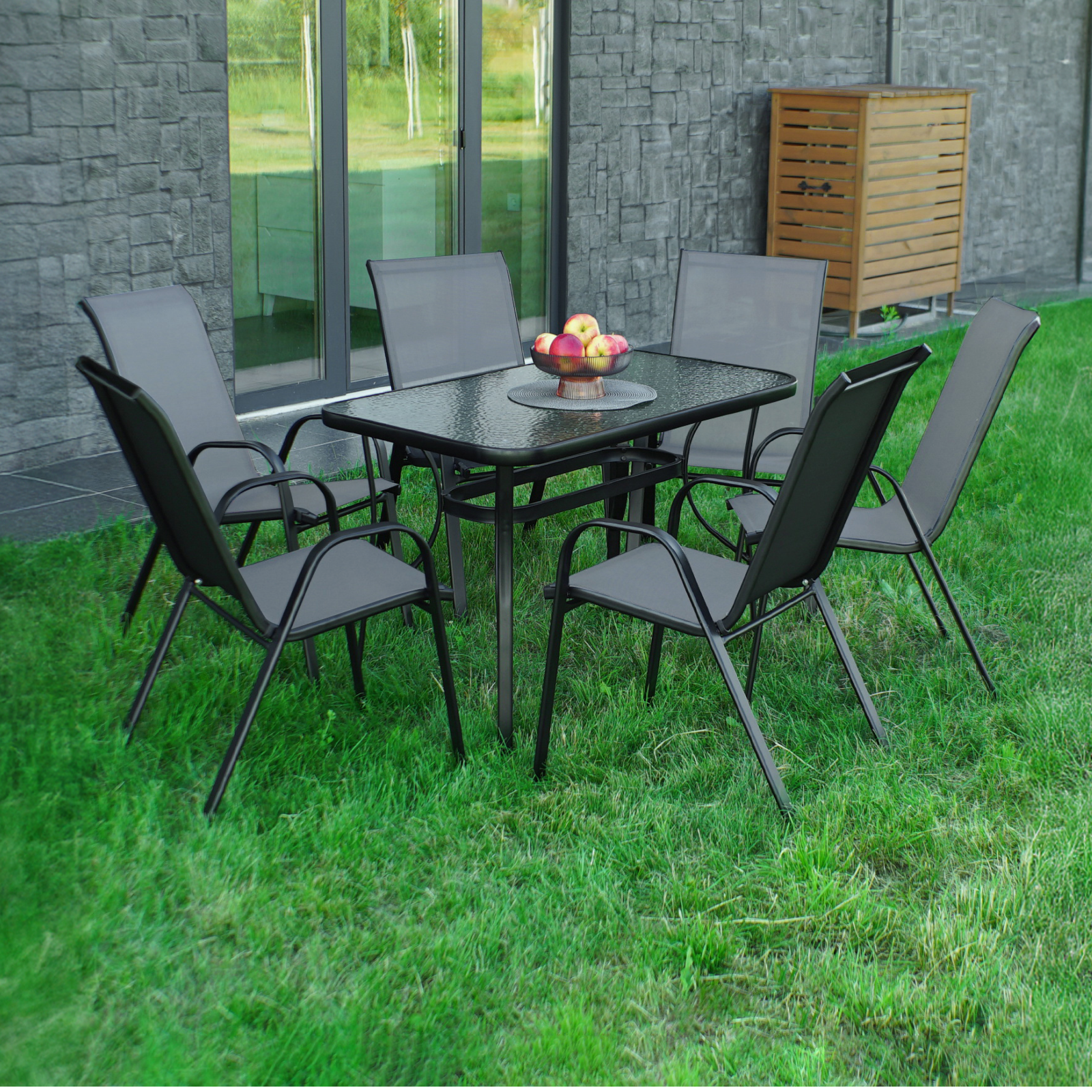 Комплект садовой мебели 4Points Udine-6 прямоугольный стол и 6 стульев Серый