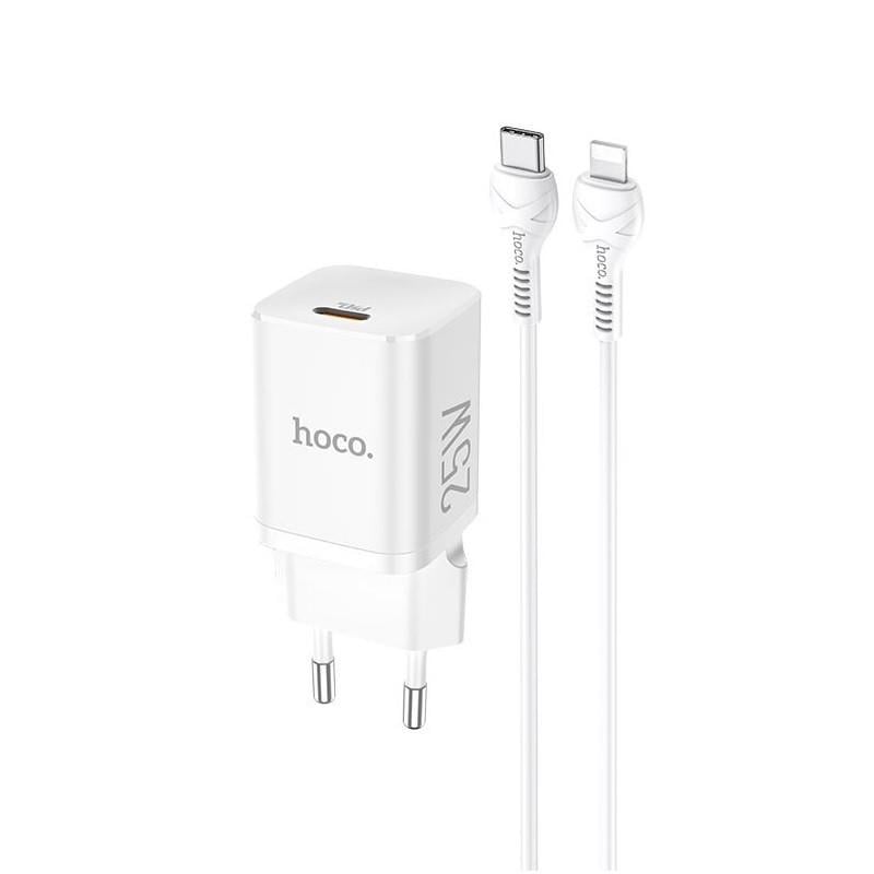 Зарядное устройство для телефонов Hoco N19 Rigorous PD25W и кабель Type-C-Lightning White (1745935817)