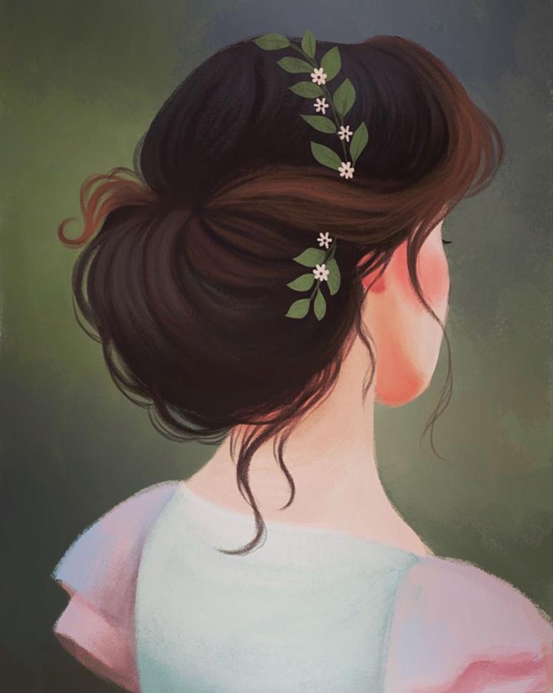 Алмазная мозаика Веточка в волосах DIY-FH110 полная выкладка 30x40 см (26588)