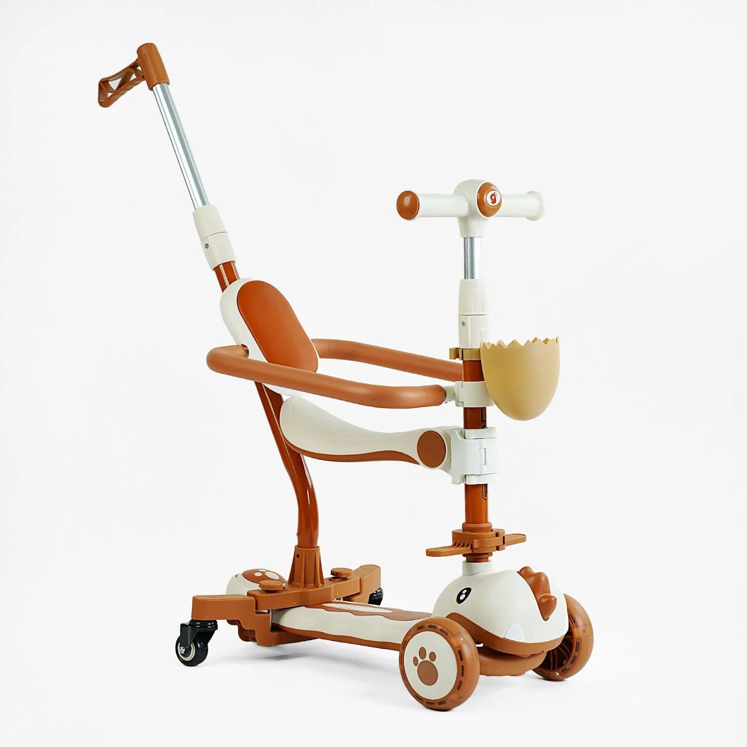 Самокат Skyper 5в1 со светом украинская озвучка подсветка платформы PU колеса 125х40 мм Коричневый (GL-09077)