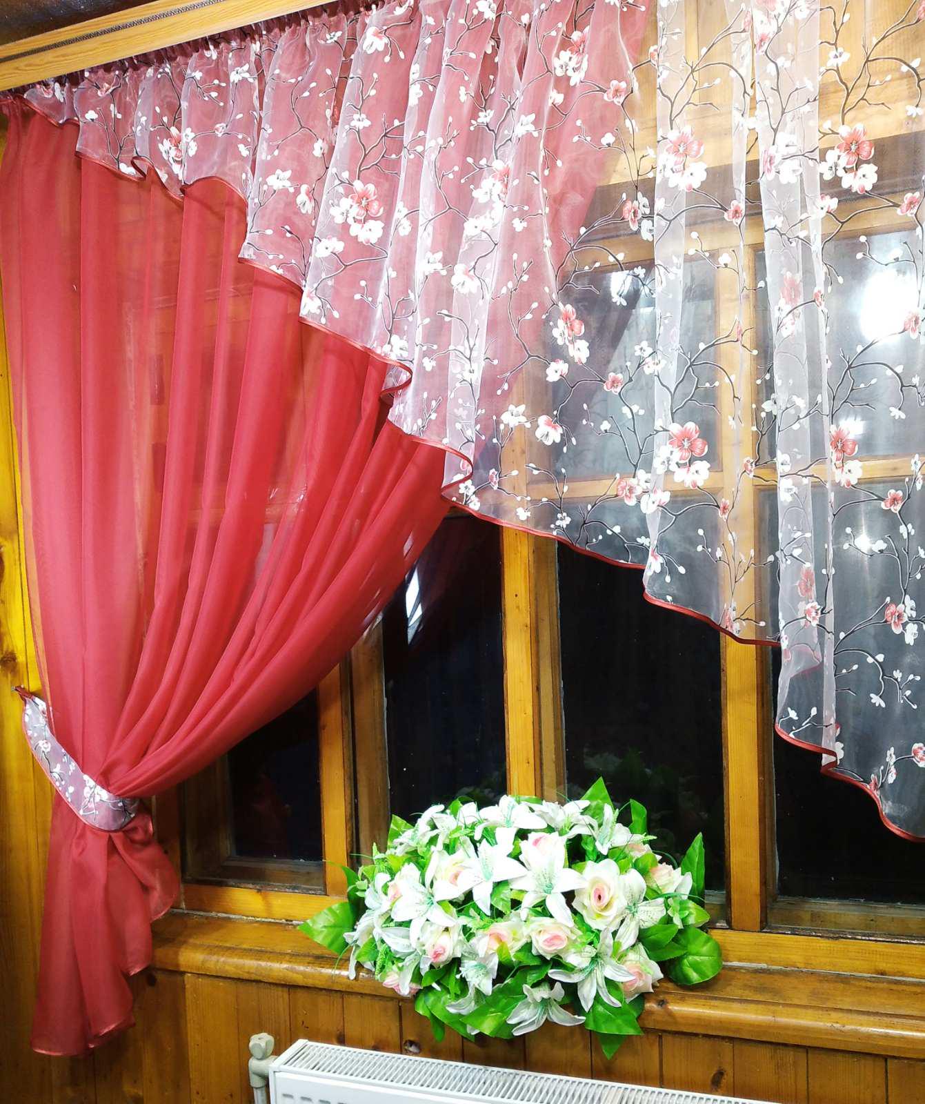 Занавеска короткая готовая Анжелика Бордо левая Сакура (1388581150) - фото 3