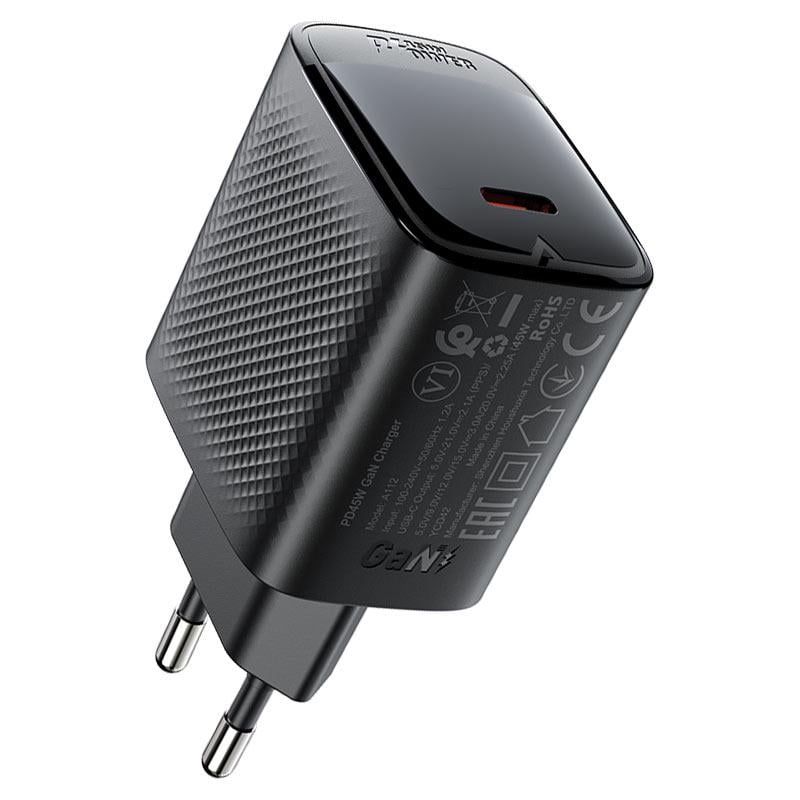 Зарядное устройство для Acefast A112 PD45W GaN single USB-C charger EU Black (24716)