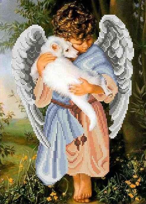 Вышивка бисером Милый ангелочек частичная выкладка заготовка 25х35 см (1379964193)