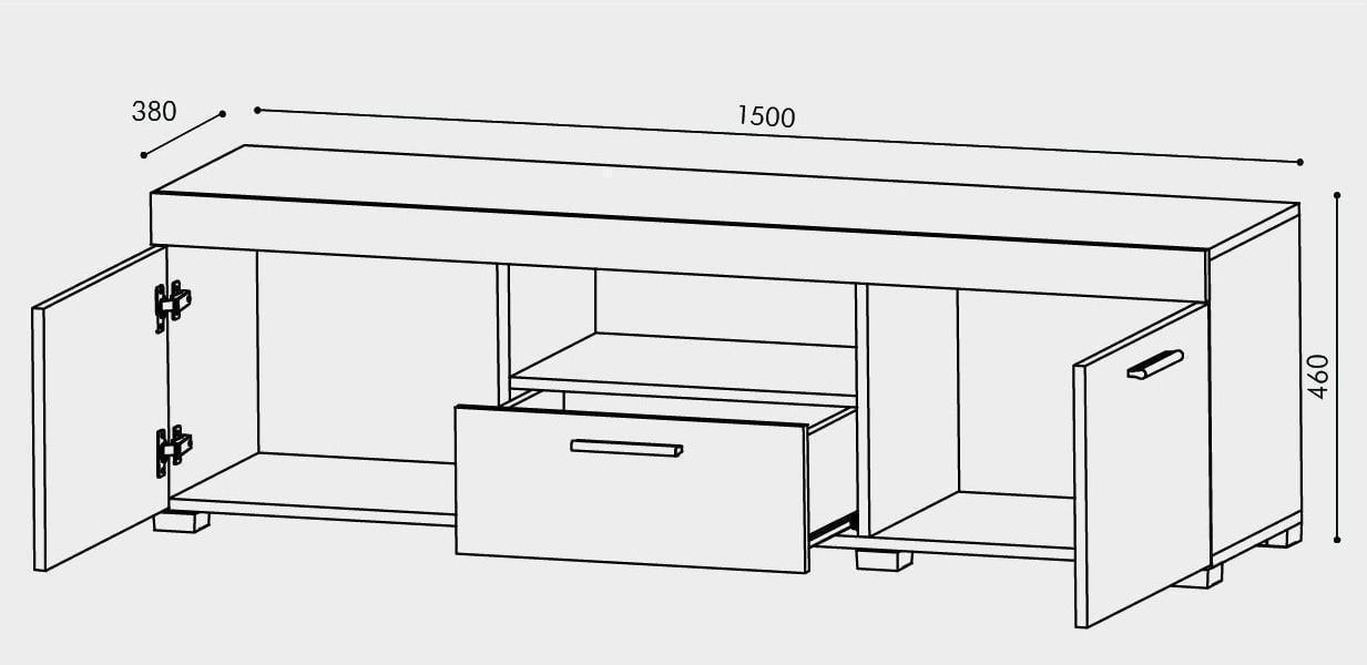 Тумба для ТБ Еверест Британія 1500 150х38х46 см Венге/Дуб молочний (ЕВ20099) - фото 3
